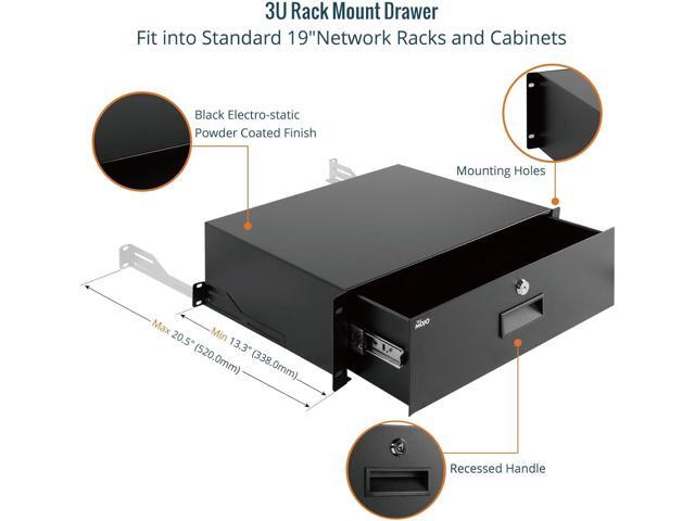 Tecmojo 3U Rack Drawer,Rack Mount Drawer for 19in Network Equipment/Server/AV Rack or Cabinet Enclosure,Sliding and Lockable Server Rack Drawer -...