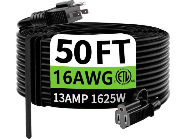 HUANCHAIN Indoor Outdoor Black Extension Cord 50 ft Waterproof, 16/3 Gauge Flexible Resistant Appliance Extension Cord Outside, 13A 1625W 16AWG...