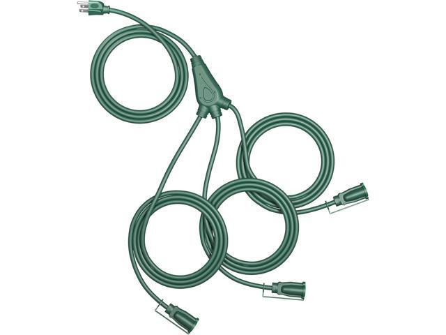 DEWENWILS 25Ft Outdoor Extension Cord Multiple Outlets, Evenly Spaced 3 Outlets Plugs with Safety Cover, 16/3 SJTW Weatherproof Wire for Outdoor...