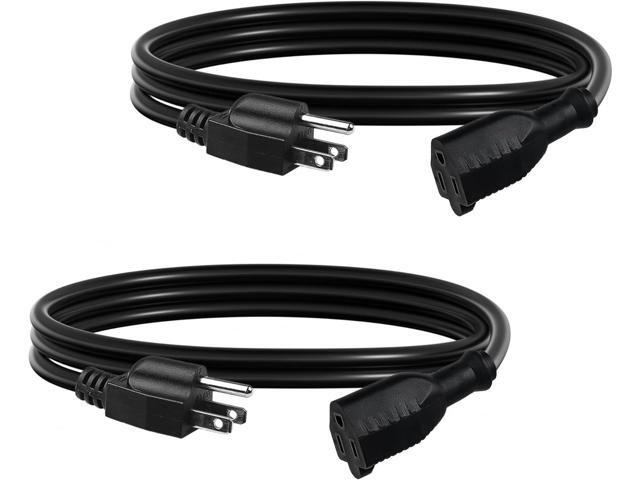 BN-LINK 6ft Indoor Outdoor Extension Cord 16/3 SJTW, 2 Pack, Black, 3-Prong, Weather Resistant & Flame Retardant, for Indoor, Garden, Landscaping &...