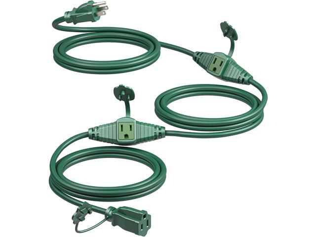 DEWENWILS 25Ft Outdoor Extension Cord, Evenly Spaced 3 Outlets Plugs with Safety Cover, 16/3 SJTW Weatherproof Wire for Outdoor String Lights, UL...