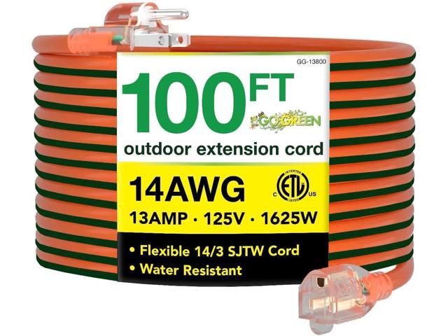 Go Green Power Inc. 14/3 100ft Lighted Outdoor Extension Cord - Durable, Heavy Duty - Perfect for Outdoor Tools & Equipment - GG-13800