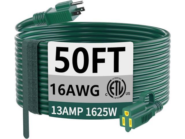 HUANCHAIN Indoor Outdoor Green Extension Cord 50 ft Waterproof, 16/3 Gauge Flexible Cold-Resistant Appliance Extension Cord Outside, 13A 1625W...