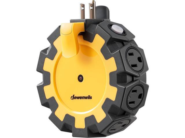 DEWENWILS Heavy Duty 8 Outlet Power Hub with Swivel Safety Covers, Outdoor Extension Cord Adapter, Resettable 15A Circuit Breaker, for Outdoor...