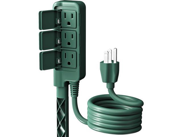 HBN Outdoor Power Stake Waterproof with 6FT Long Extension Cord, 3 Grounded Outlets Yard Power Strip with Protective Covers, Electrical Power Stake...