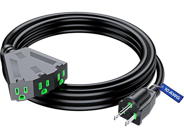 Maximm 10/3 Indoor Extension Cord 10 Feet, 10AWG Black ETL Listed, 3 Prong Plug 3-Outlet Heavy Duty Indoor, Power Cord 10ft