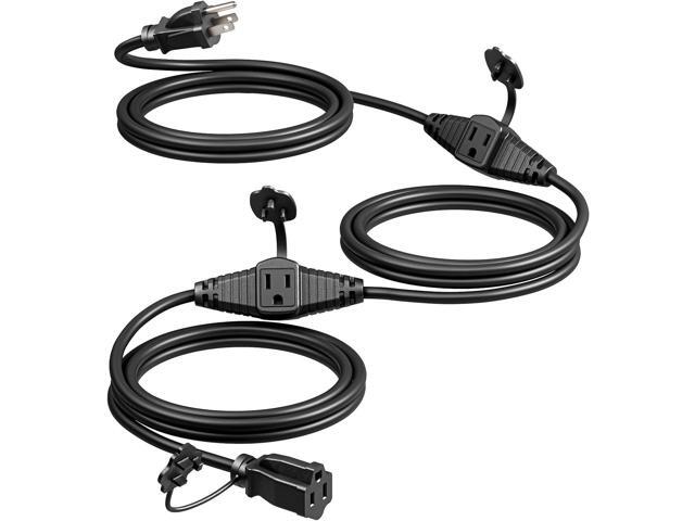 DEWENWILS 25Ft Outdoor Extension Cord Multiple Outlets, Evenly Spaced 3 Outlets Plugs with Safety Cover, 16/3 SJTW Weatherproof Wire for Outdoor...