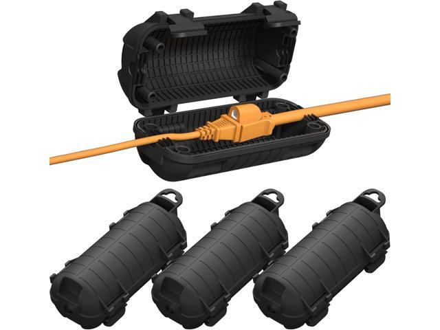 Extension Cord Cover Outdoor, 4 Pack IP54 Water-Resistant Power Cord Protector Electrical Connection Box Outside Cable Safety Cover for Electronics...