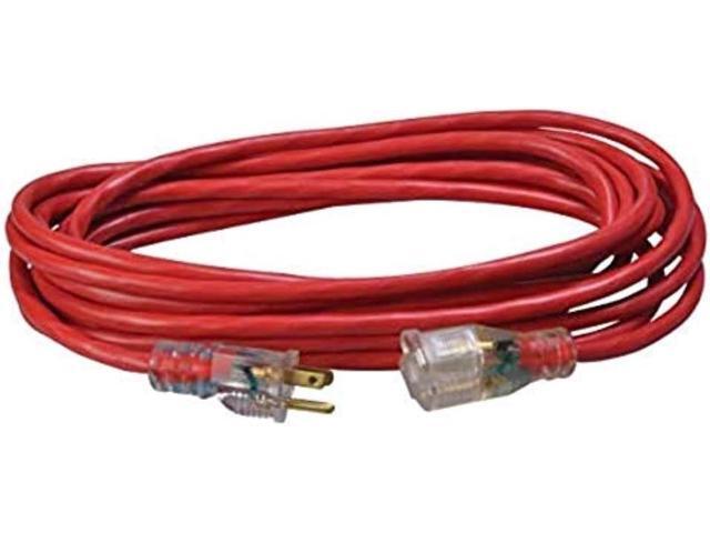 Southwire 25ft SJTW 14/3 Outdoor Ext Cord W/ Lighted End (Red)