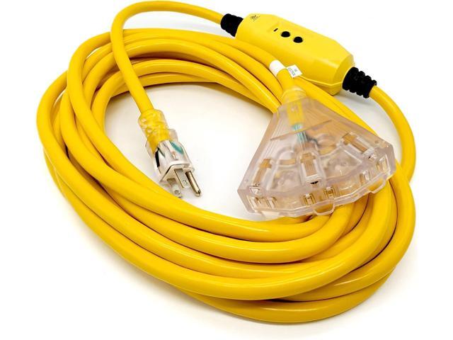 25 ft GFCI Extension Cord - 12 Gauge Outdoor Extension_Cord - Lighted Mulitiple Outlets by Watt's Wire - 25' 12-Gauge Grounded 15 Amp Cord - GFCI...