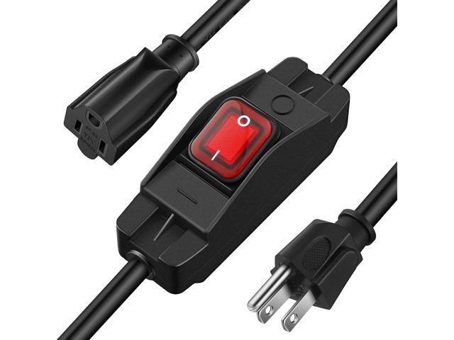 Weewooday 3 Prong Extension Cord Compatible with Waterproof Switch 1875W Heavy Duty 14 AWG Extension Cable 15A 125V NEMA 5-15P to NEMA 5-15R...