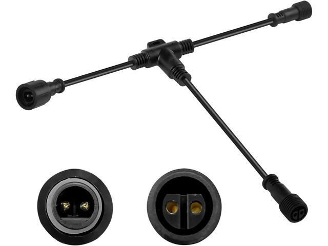 9.8FT Outdoor Extension Cord with 2 Core 2 pin Black Plastics IP65 T Shape Tee Connector for Extend SUNTHIN Adapter Landscape Spotlight Warm White,UL
