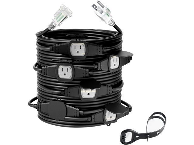 50FT 14 Gauge Outdoor Power Extension Cord,Seven Outlet Cable. Multiple Evenly-Spaced Plug Ideal for Landscaping Light,Stage Backlines,Holiday...