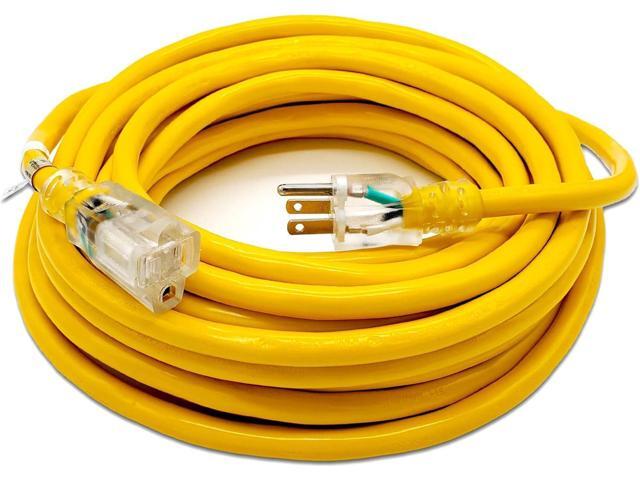 50 ft Heavy Duty Extension Cord - 10 Gauge Outdoor Extension_Cord - Lighted Single Outlet by Watt's Wire - 50' 10-Gauge Grounded 15 Amp Cord -...