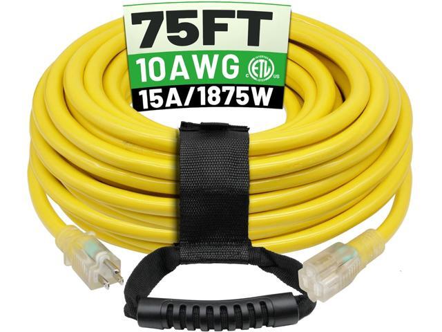 75 Ft 10/3 Outdoor Extension Cord Waterproof Heavy Duty 10 Gauge 3 Prong, Flexible Cold-Resistant Long Power Cord Outside with Lighted Indicator...