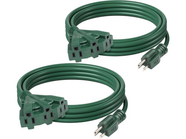 BN-LINK 2-Pack 10Ft Outdoor Extension Cord with 3 Outlets 16/3 SJTW Power Cord, 3-Prong Grounded Plug, for Landscaping & Holiday Decorations, ETL...