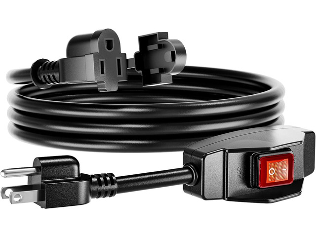 K KASONIC - 6 FT Extension Cord with Switch, 14/3 AWG Gauge 1875W/15A Grounded Outlets 3 Prong Plugs with Safety Cover, Heavy Duty Cable On/Off...