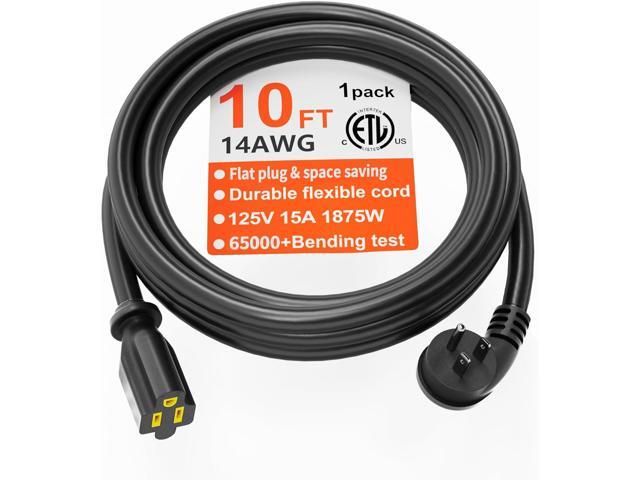 HUANCHAIN 14 Gauge 10 FT Flat Plug Extension Cord Black Indoor Outdoor, Heavy Duty 3 Prong Grounded Low Profile Extension Wire Flexible, 15A 1875W...