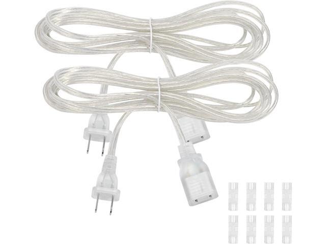 2 Pack Clear Extension Cord with UL-Certified, 10 Feet Male to Female Extension Cords, 2 Prong Thin Extension Cord, Blends Effortlessly, Power...