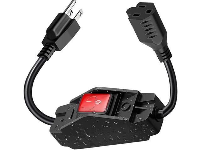 1.3ft Extension Cord with Switch, Weather Proof Extension Cord with On Off Switch, Heavy Duty 125v/250v 1625W Grounded Outlets 3 Prong Plugs with...