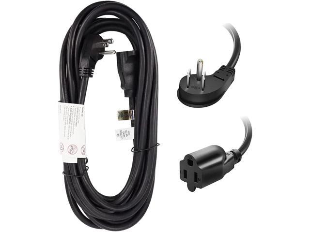 EP 15 Ft Flat Plug Extension Cord, 16 AWG 3 Prong Grounded Black Low Profile Extension Cable for Indoor, UL Listed