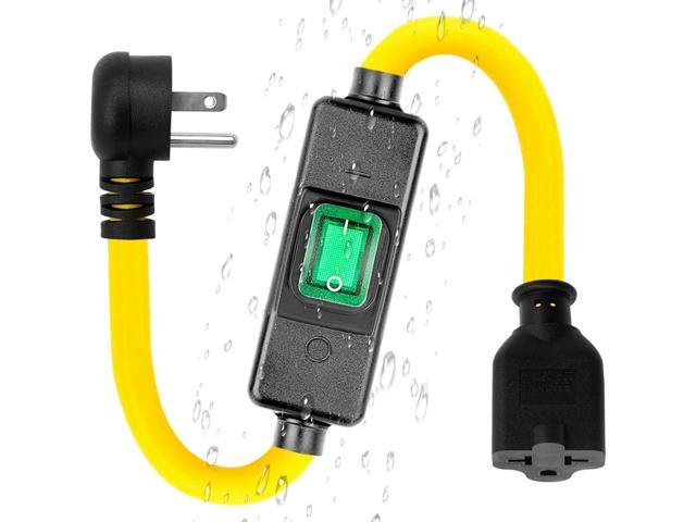 (1.5Feet) Heavy Duty SJTW 12AWG Outdoor Waterproof Extension Switch Cord, in-Line On/Off Switch Extension Cord, IP57 Waterproof,Max.20A 125V 4-in-1...