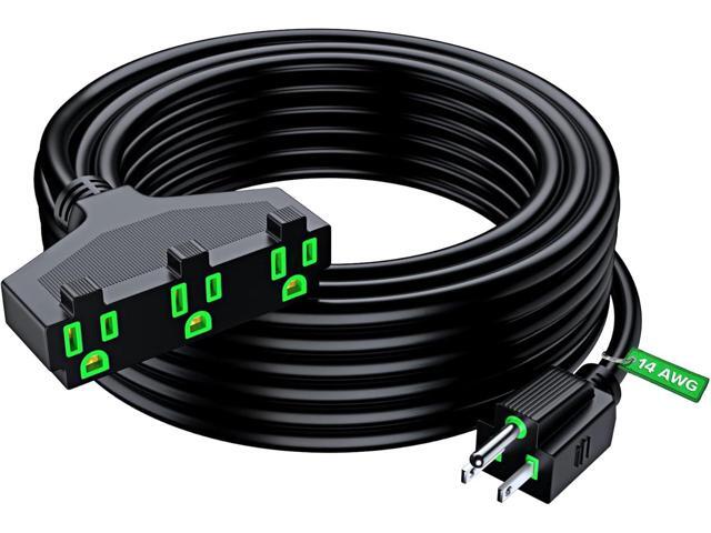 Extension Cord 50 Feet, SJTW Extension Cord with Multiple Outlets, 14 Gauge (Black) ETL Listed