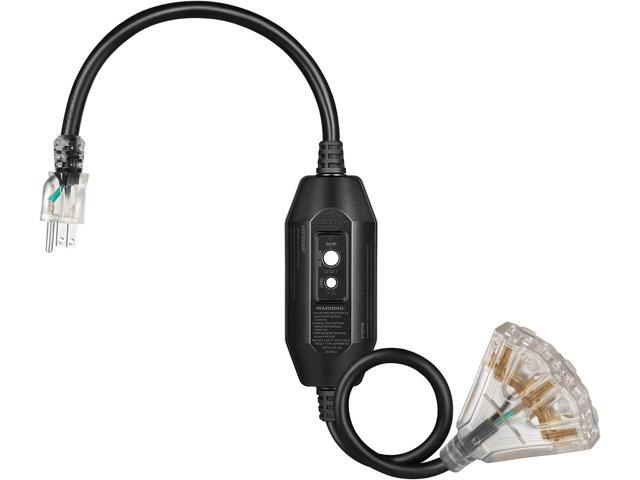 DEWENWILS 3 FT Outdoor GFCI Extension Cord Manual, 12/3 Gauge Extension Cord for Multiple Appliances, Heavy Duty Power Cable with LED Lighted 3...