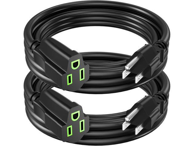 Power Extension Cord 4FT (2 Pack), 3-Prong Grounded Electrical Extension Cable Outlet Saver, Single Outlet Power Wires, Outdoor and Indoor,...