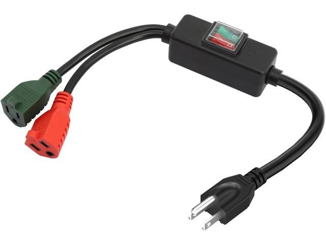 3-Prong Outdoor Waterproof Extension Switch Cord, Inline On/Off Switch Extension Cord, SJTW 14AWG 3C IP57 Waterproof,15A 125V Heavy Duty Inline...