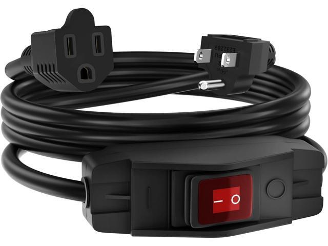 Joinfworld Switched Extension Cord 8 Ft Outdoor 14AWG 3 Prong Extension Cord with Switch On/Off 15A 125V Waterproof Lighted Inline Power Switch for...