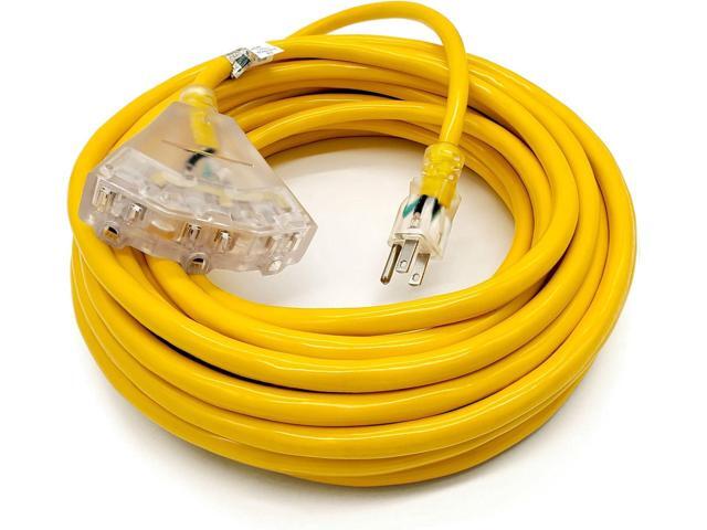 50 ft Heavy Duty Extension Cord - 14 Gauge Outdoor Extension_Cord - Lighted Mulitiple Outlets by Watt's Wire - 50' 14-Gauge Grounded 15 Amp Cord -...