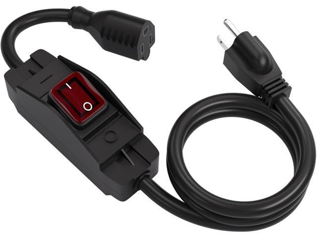 STARELO Extension Cord with ON/Off Near Waterproof Switch,Extension Cord with Switch 3-Prong Outdoor 1875W,Black Heavy Duty, 14/3 SJTW 15A 125V...