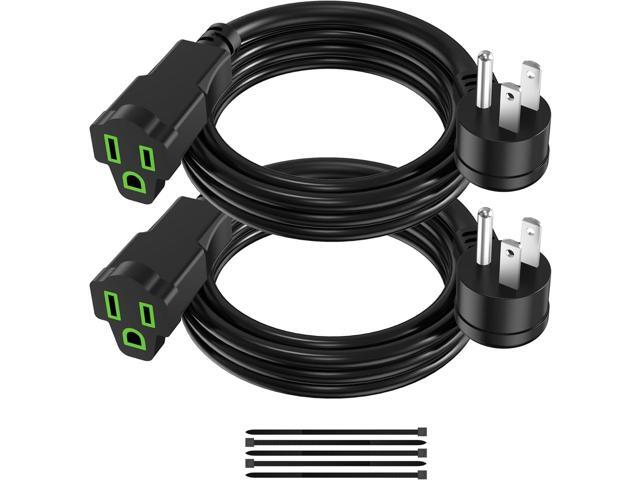 2 Pack Power Extension Cord 4FT/48Inch, 3 Prong Electric Extension Cable Single Outlet Saver, Heavy Duty, Waterproof, 16 AWG, 13A 125V, Outdoor and...