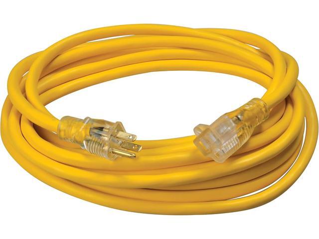 Southwire Heavy Duty Extension Cord - Lighted End for Power Visibility & Safety - Flexible Vinyl Jacket - Bright Yellow - UL Listed - 25 Foot Length