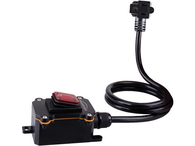 Heavy Duty Waterproof Extension Cord with On/Off Switch,Inline Cord Switch with 3-ft 16AWG Cable Piggyback Plug(3-Pronged),AC/DC 20A-125V,16A-250V...