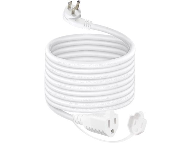 10FT Outdoor Weatherproof Power Extension Cord - White Low Profile Flat Plug 3Prong Extension Cord, SJTW 16Gauge Heavy Duty Weather Resistant...