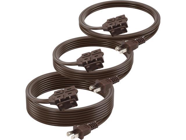 BN-LINK Indoor Extension Cord 6/9/12FT, 2 Prong Extension Cord Brown, 3-Outlet Polarized Flat Cable, 13A/1625W, Perfect for Homes, Offices, and...
