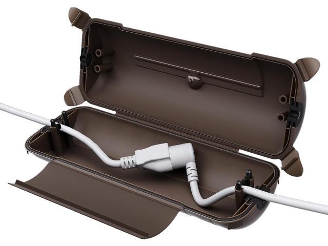 Flemoon Outdoor Extension Cord Safety Cover with Waterproof Protector Seal, Weatherproof Electrical Connection Box, Brown