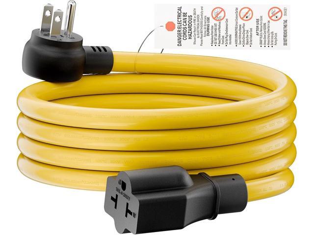 Indoor/Outdoor Angled Four-in-One Heavy Duty Power Extension Cord SJTW 12-AWG 15A Household Plug to 20A T Blade Cable L=6FT, Angled 3-Prong...