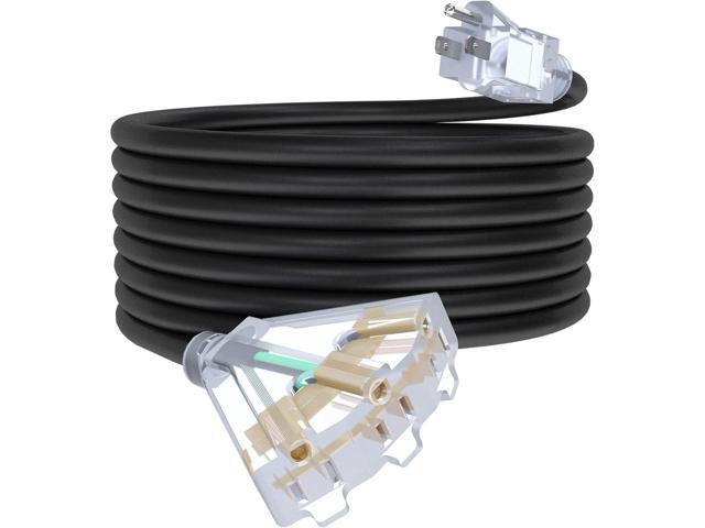 25Ft 12/3 Outdoor Extension Cord with 3-Outlets, Heavy Duty 12 Gauge 3 Prong Extension Cord Waterproof with Lighted end, 15A 12AWG 1875W SJTW, ETL...