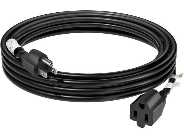 FIRMERST 15 Amp 10 Feet 3 Prong Extension Cord 14 Gauge 1875W Black