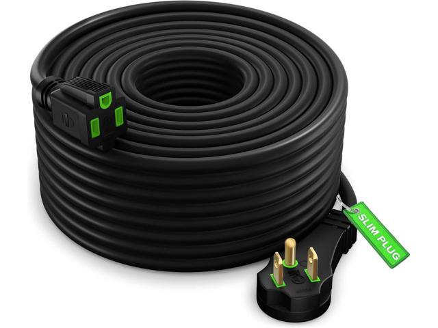 Maximm Flat Plug Extension Cord 50 ft with Slim Space-Saving Plug Design, Low Profile Extension Cord 16AWG (Black)