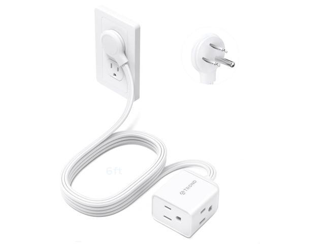 TROND Flat Extension Cord 6 Feet - Right Angled Flat Plug Power Strip, 3 Grounded Plug Extension Outlets, Three Prong, SPT 16/3 Gauge Wire, 13A,...