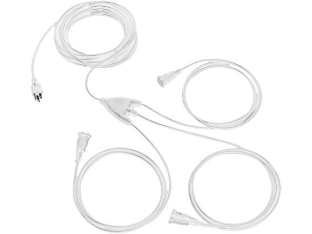 Iron Forge Cable White 1 to 3 Outdoor Extension Cord Splitter 28 Ft (40 Ft Total Length) - 16 Gauge Power Cord, 3 Prong, 3 Outlets 16/3 SJTW