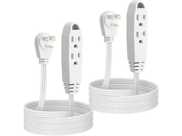 K KASONIC - 6 Feet 3 Outlet Extension Cord 2 Pack - Triple Wire Grounded Multi Outlet, UL Listed 16/3 SPT-3, 13 Amp - 125V - 1625 Watts (White)