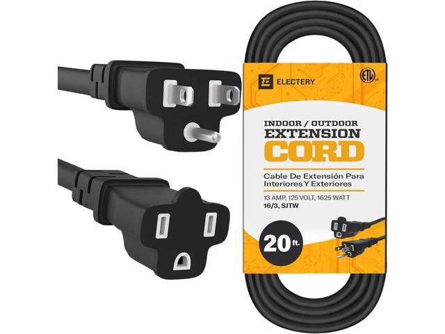 Black Extension Cord 20 Ft 16/3 SJTW 3 Prong Outdoor Extension Cord 10+ ft - 13 Amps, 125V, Power Cord - Flexible Waterproof Weather Resistant...