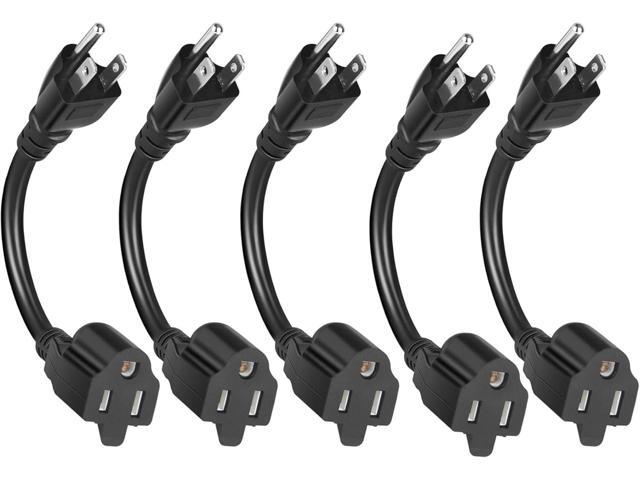 KUNLUN 5 Pack Short Extension Cord, 3 Prong 8-Inch Small Extension Cord Outlet Saver 16AWG/13A for Indoor Outdoor Use, NEMA 5-15P to NEMA 5-15R...