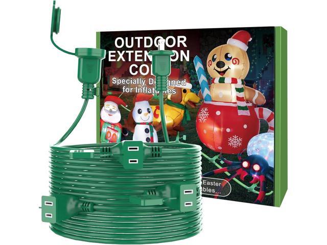 50FT Long Green Extension Cord 3 Outlets for Christmas Inflatables Blow Ups Yard Outdoor Outside Decorations Extension Cords with Multiple Outlets...
