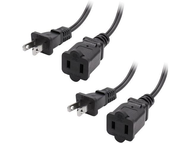 3 Ft Extension Cord,2-Pack Short Power Cord Black,US Male/Female Power Cable for NEMA 1-15P to NEMA 1-15R, UL Listed for Christmas Lights,Small...